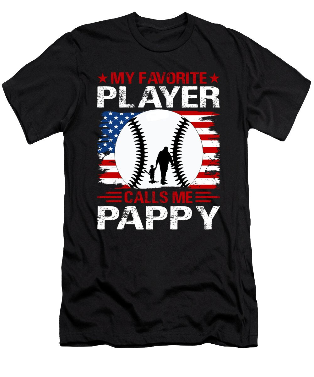1 My Favorite Player Calls Me Pappy Baseball USA Flag Dhbubble T-Shirt