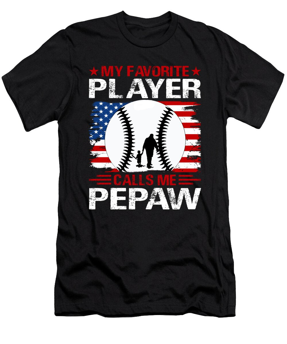 1 My Favorite Player Calls Me Pepaw Baseball USA Flag Dhbubble T-Shirt