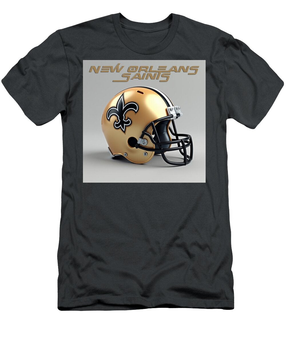 1 New Orleans Saints Football Helmet Kevin Walker and Pixel Reverie T-Shirt