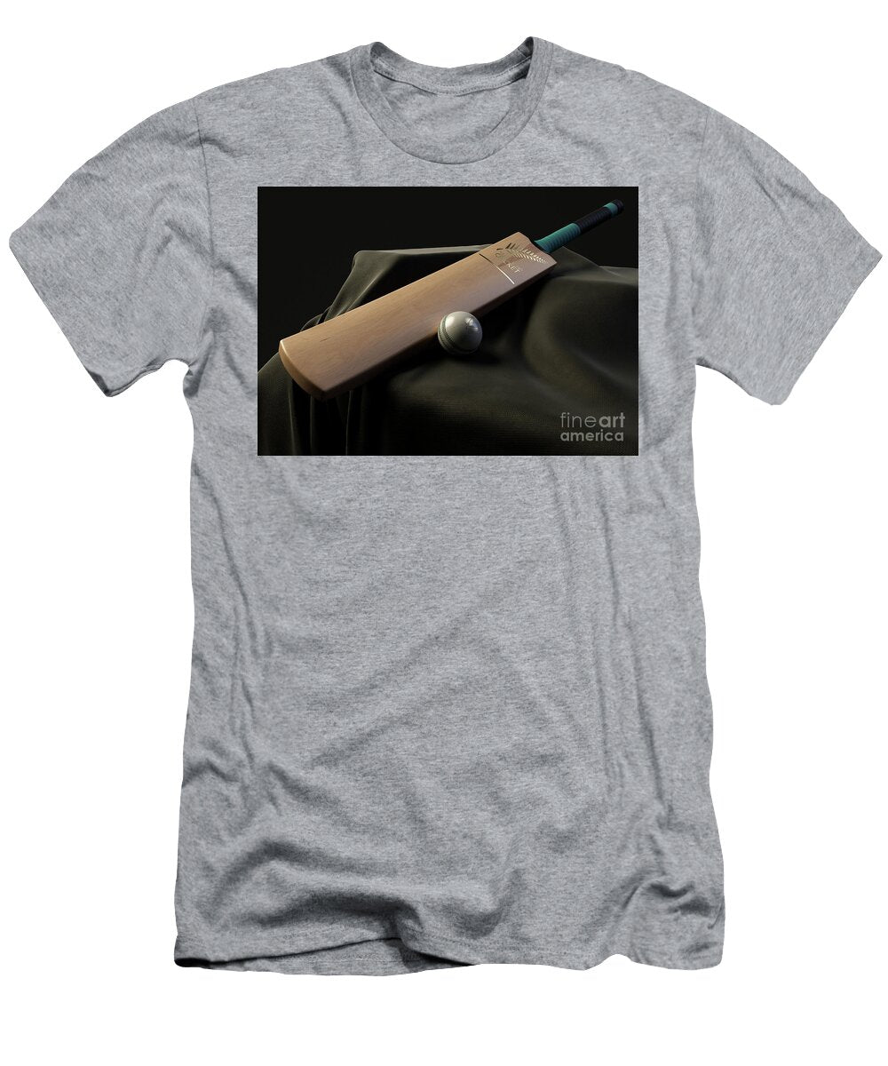 1 New Zealand Cricket Ball Bat and Fabric Allan Swart T-Shirt