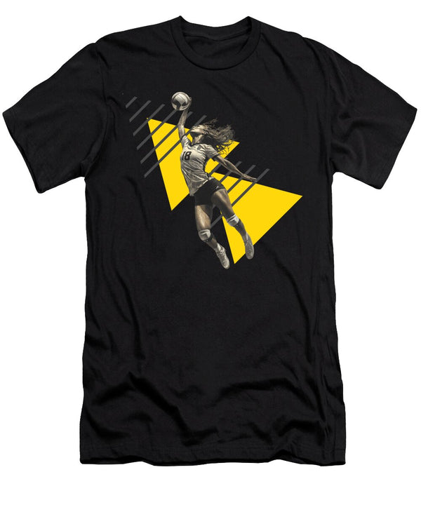 1 Outside Hitter Volleyball Powerful Spiker on Modern Geometric Background Dream Stuff T-Shirt