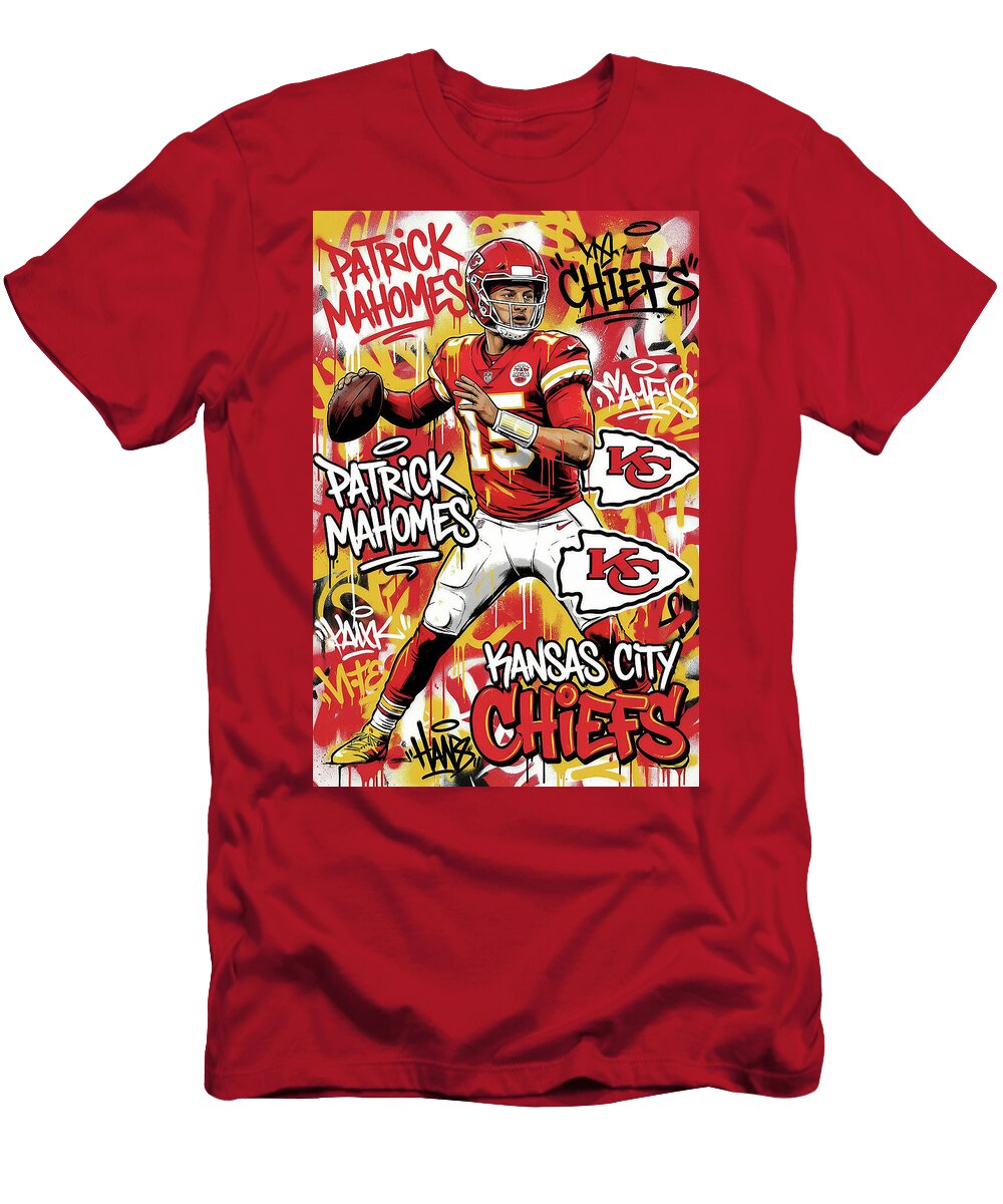 1 Patrick Mahomes Graffiti Poster Football Player NFL Sampadart Gallery T-Shirt