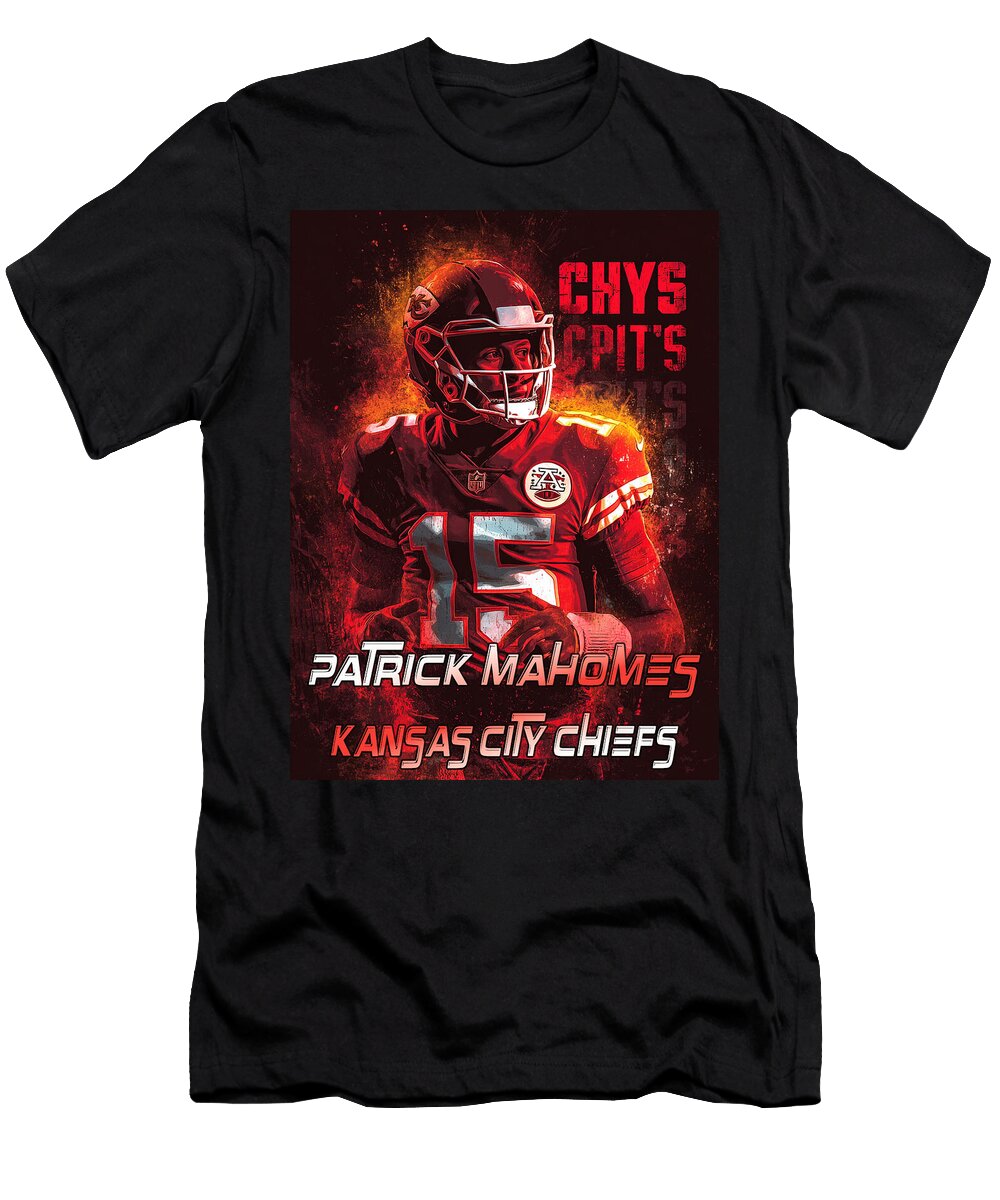 1 Patrick Mahomes Kansas City Chiefs Kevin Walker and Pixel Reverie T-Shirt