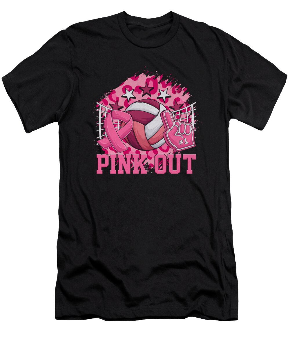 1 Pink Out Volleyball Pink Ribbon Breast Cancer Natalie Lidford T-Shirt
