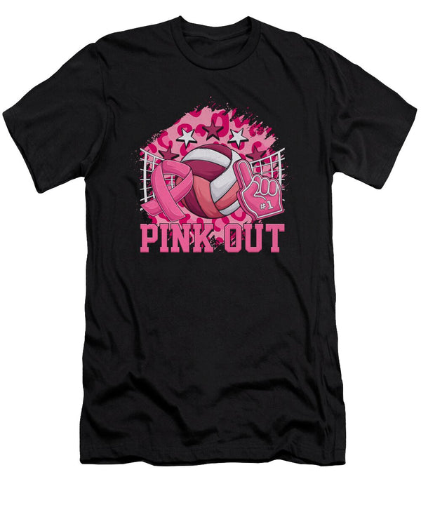 1 Pink Out Volleyball Pink Ribbon Breast Cancer Natalie Lidford T-Shirt