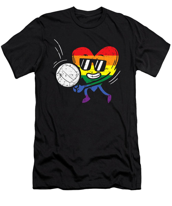 1 Rainbow Flag Heart Volleyball Lgbt Pride Month Gay Ally Dhbubble T-Shirt