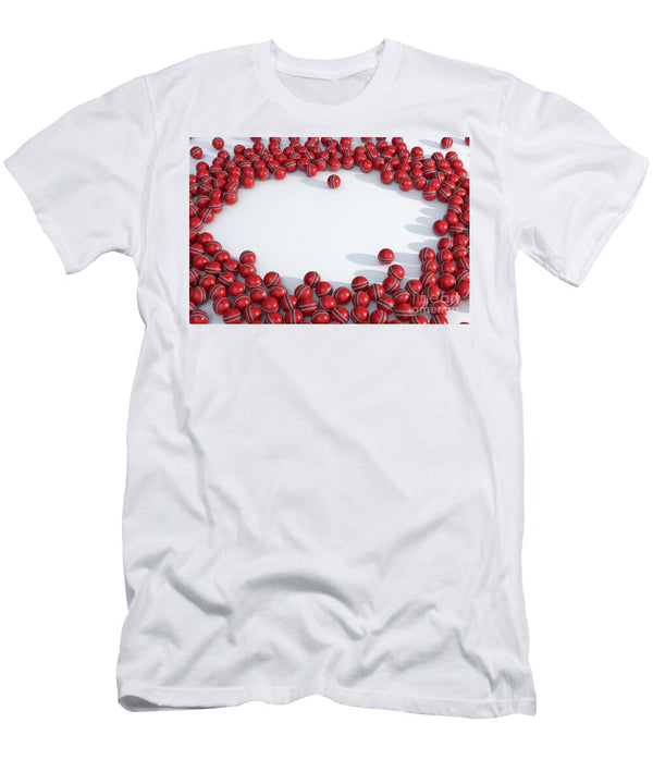 1 Red Cricket Sports Ball Array Allan Swart T-Shirt