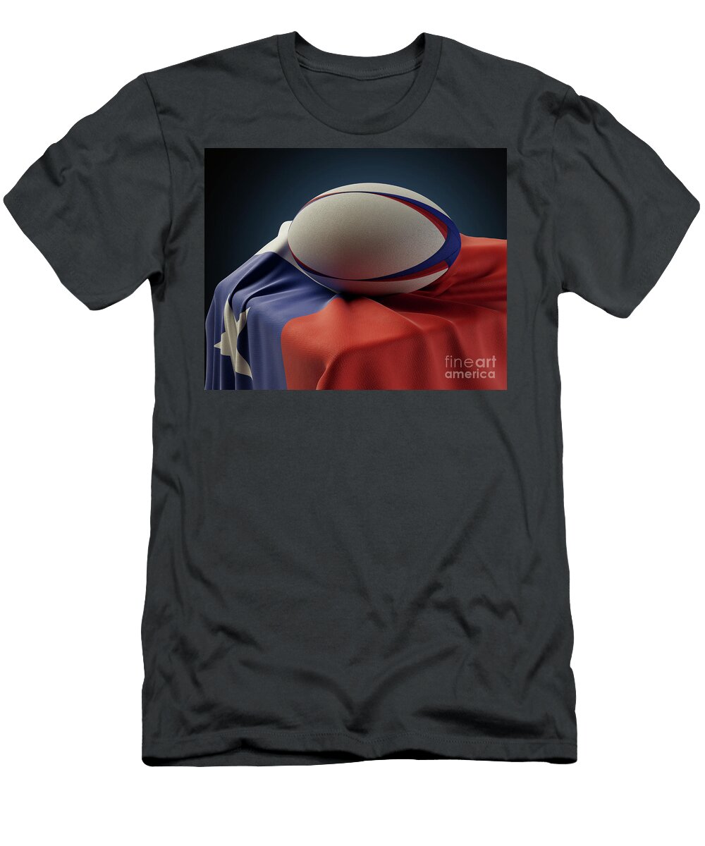 1 Rugby Ball and Chile Flag Allan Swart T-Shirt