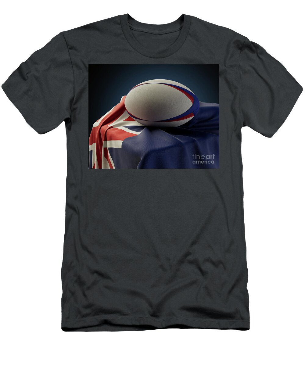 1 Rugby Ball and New Zealand Flag Allan Swart T-Shirt