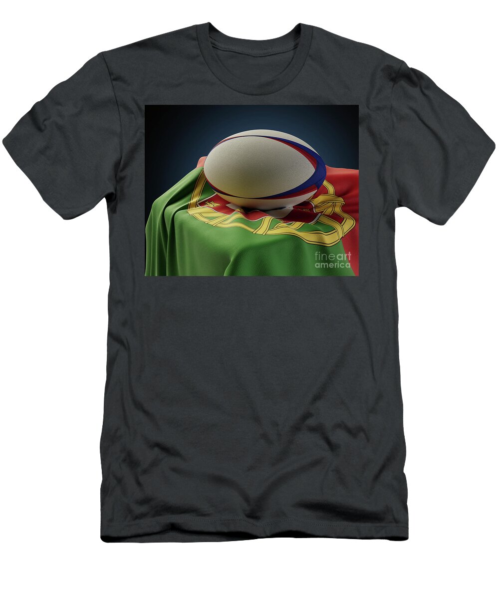 1 Rugby Ball and Portugal Flag Allan Swart T-Shirt