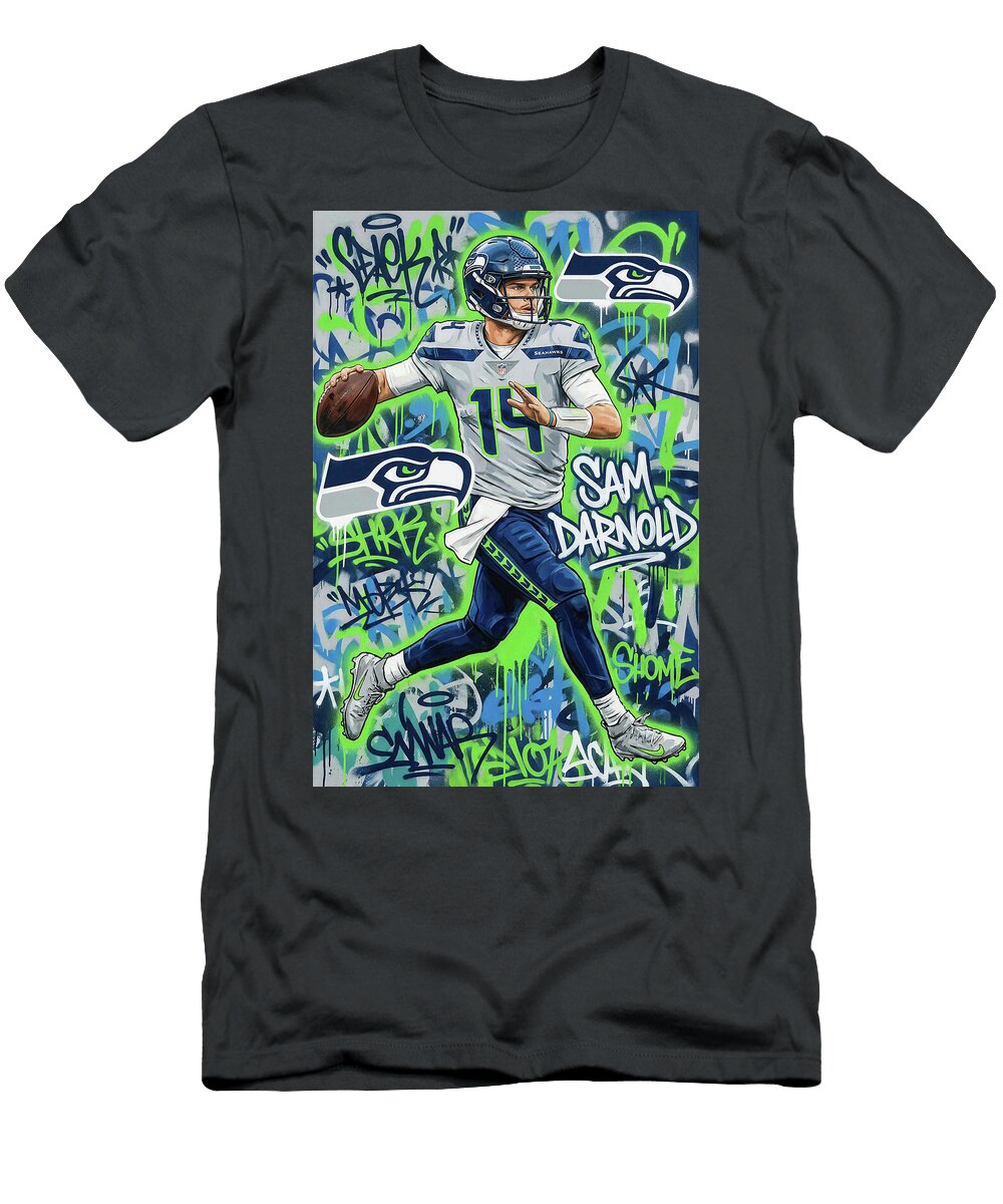 1 Sam Darnold Seattle Seahawks Graffiti Graffiti Poster Football Player NFL Sampadart Gallery T-Shirt