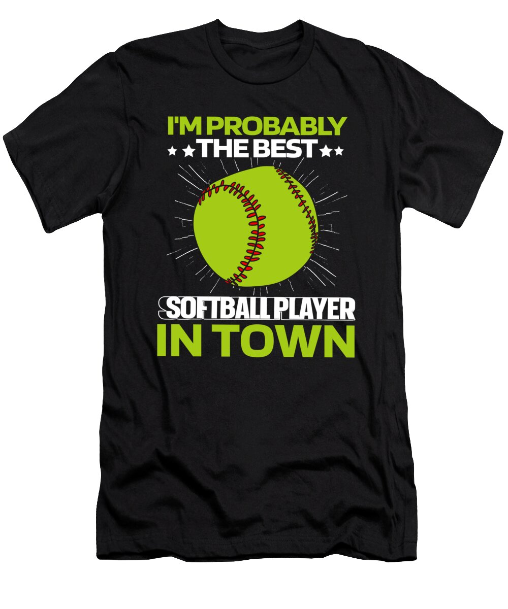 1 Softball Batter Pitcher Catcher Softball Crazy Squirrel T-Shirt