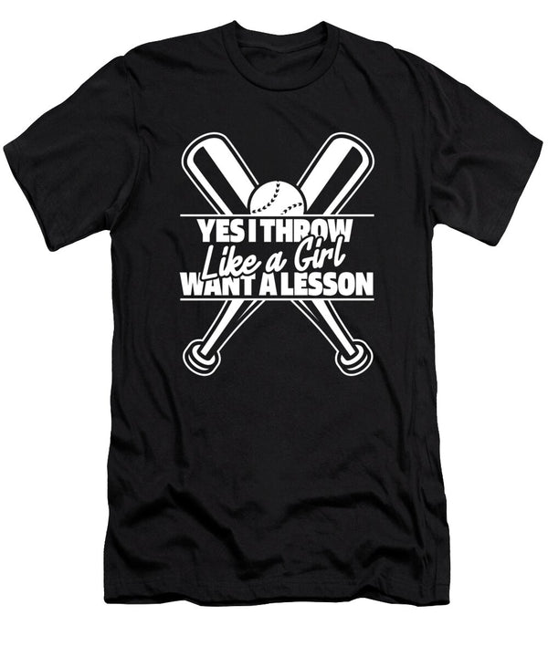 1 Softball Batter Yes I Throw Like a Girl Want a Lesson Crazy Squirrel T-Shirt