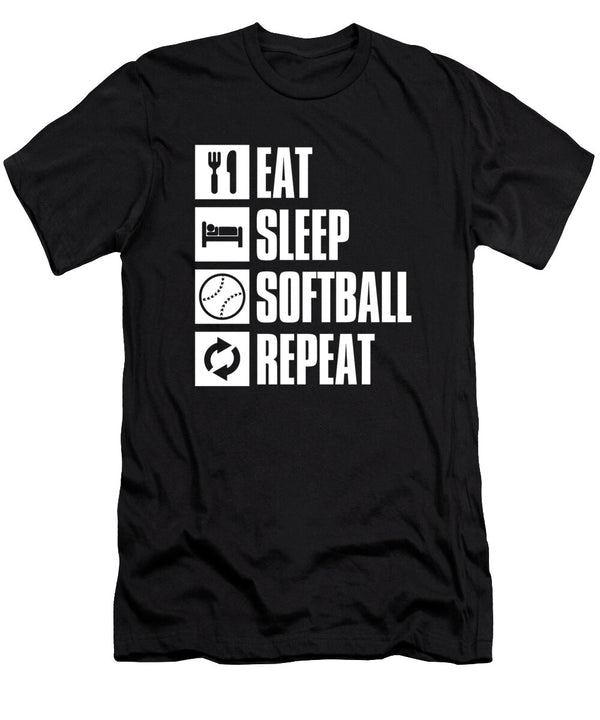 1 Softball Catcher Batter Pitcher Eat Sleep Softball Repeat Crazy Squirrel T-Shirt