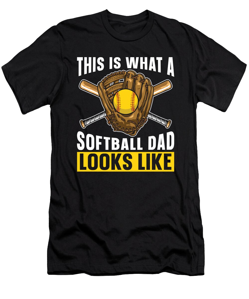 1 Softball Father Catcher Batter Pitcher Softball Dad Crazy Squirrel T-Shirt