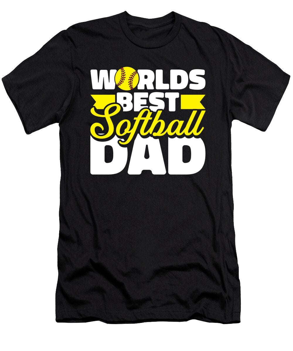 1 Softball Father Catcher Pitcher Batter Softball Dad Crazy Squirrel T-Shirt