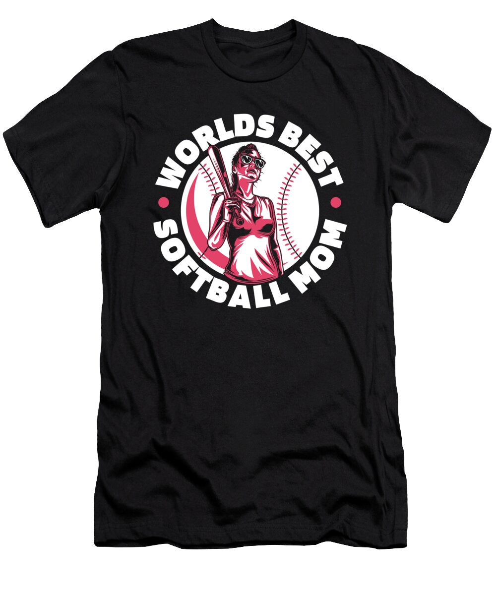 1 Softball Mother Pitcher Catcher Batter Softball Mom Crazy Squirrel T-Shirt