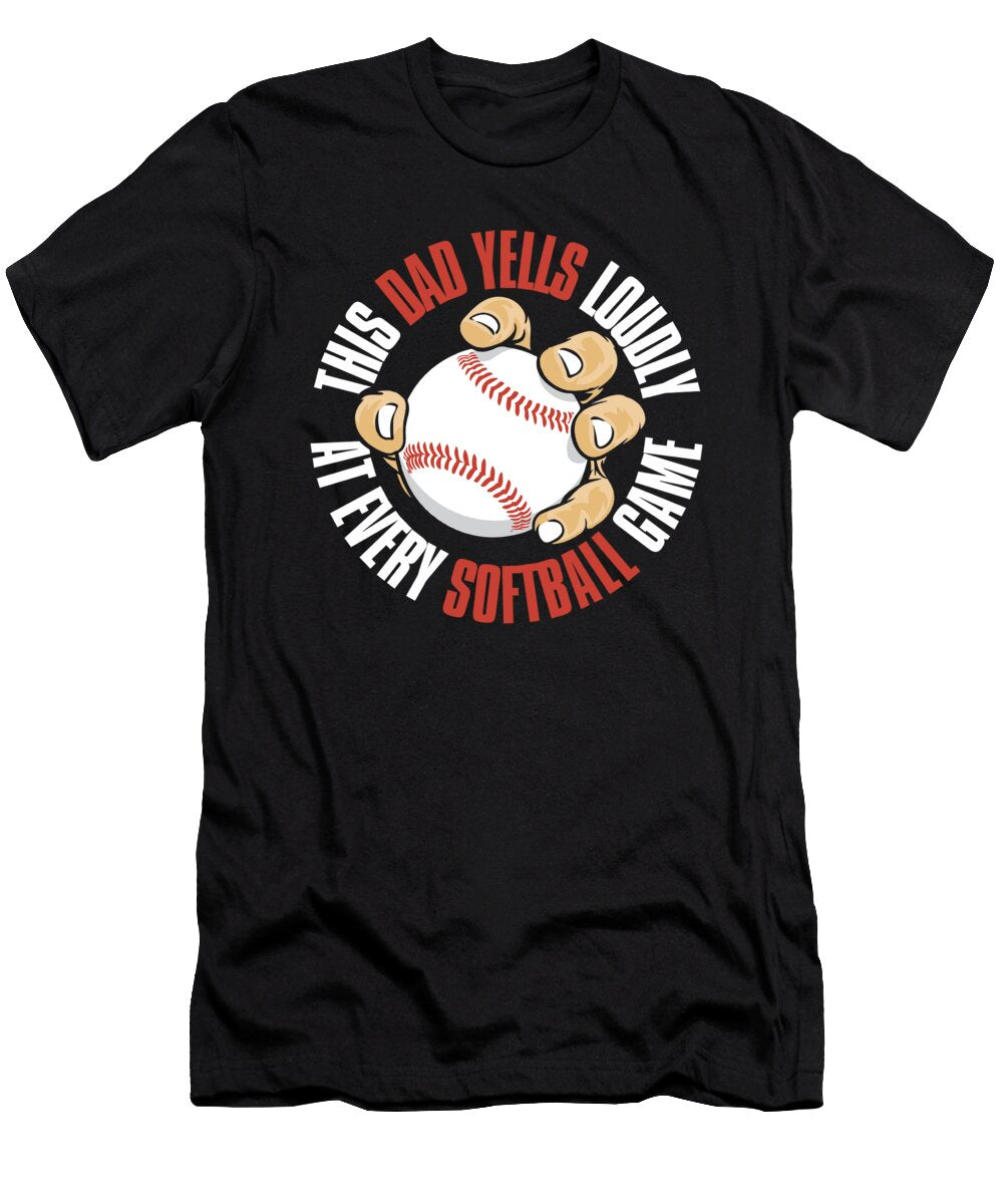 1 Softball Pitcher Batter Catcher Softball Dad Crazy Squirrel T-Shirt
