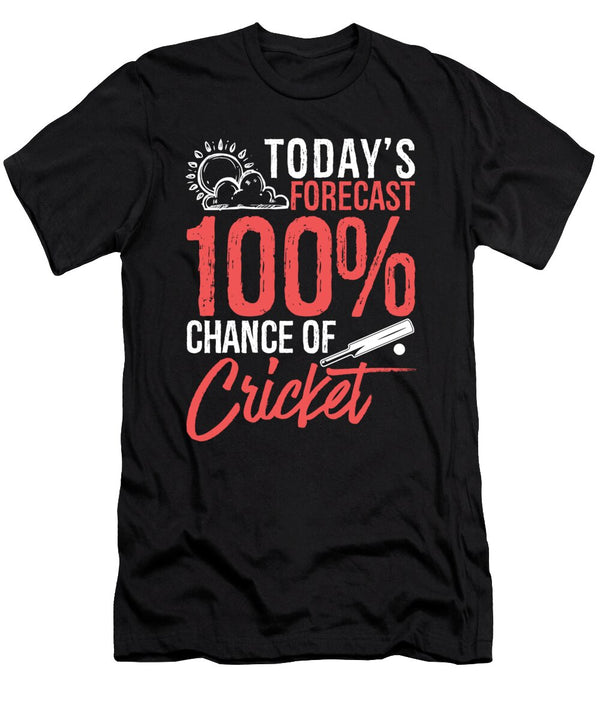 1 Todays Forecast 100 Chance of Cricket Funny Sports Gift Idea Orange Pieces T-Shirt