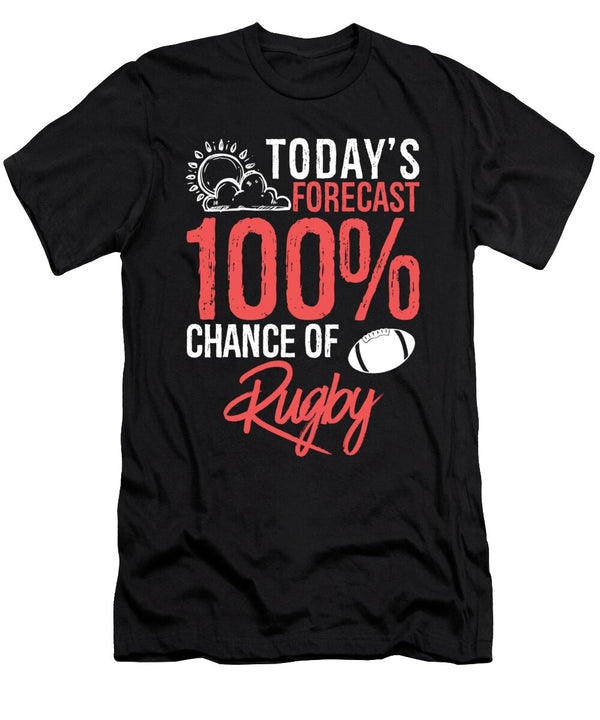 1 Todays Forecast 100 Chance of Rugby Funny Sports Gift Idea Orange Pieces T-Shirt