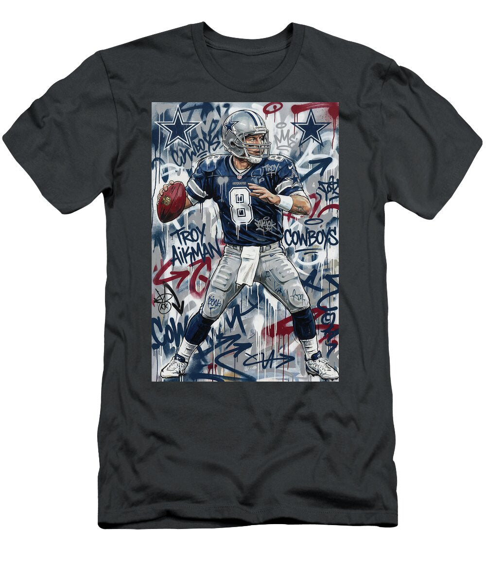 1 Troy Aikman Graffiti Poster Football Player NFL Sampadart Gallery T-Shirt