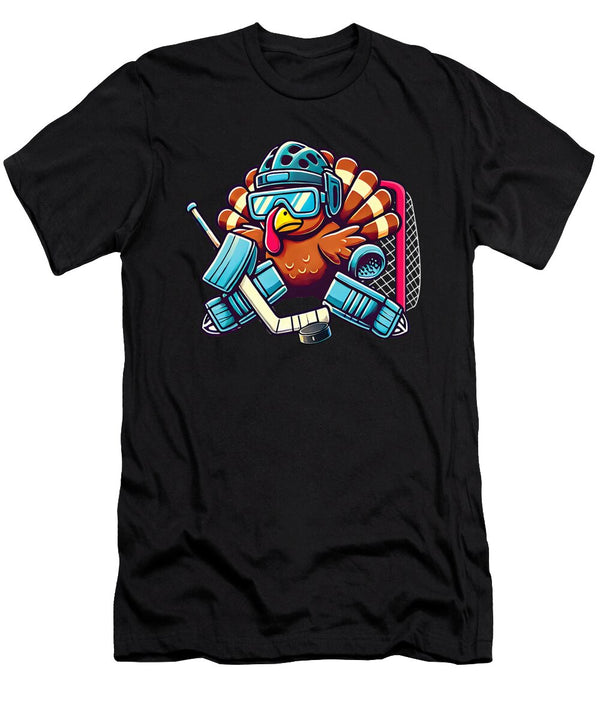 1 Turkey Playing Ice Hockey Goalie Thanksgiving Studi Alex T-Shirt