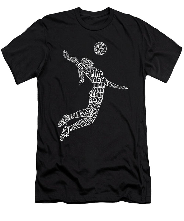 1 Volleyball Silhouette Typographic Woman Player Lance Gambis T-Shirt