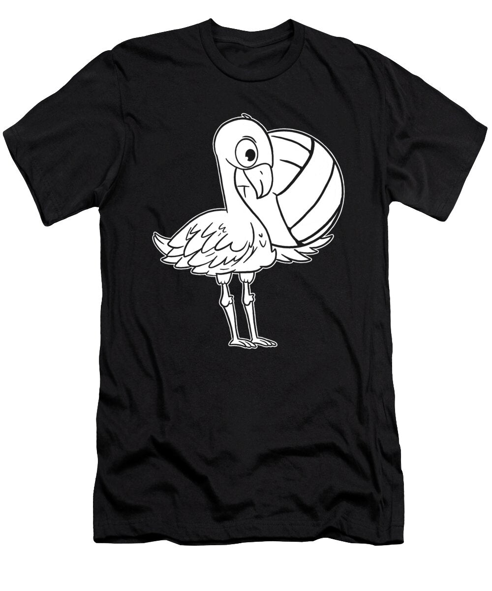 1 Volleyball Vball Beach Volleyball Flamingo Crazy Squirrel T-Shirt
