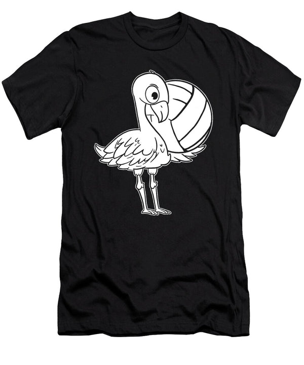1 Volleyball Vball Beach Volleyball Flamingo Crazy Squirrel T-Shirt