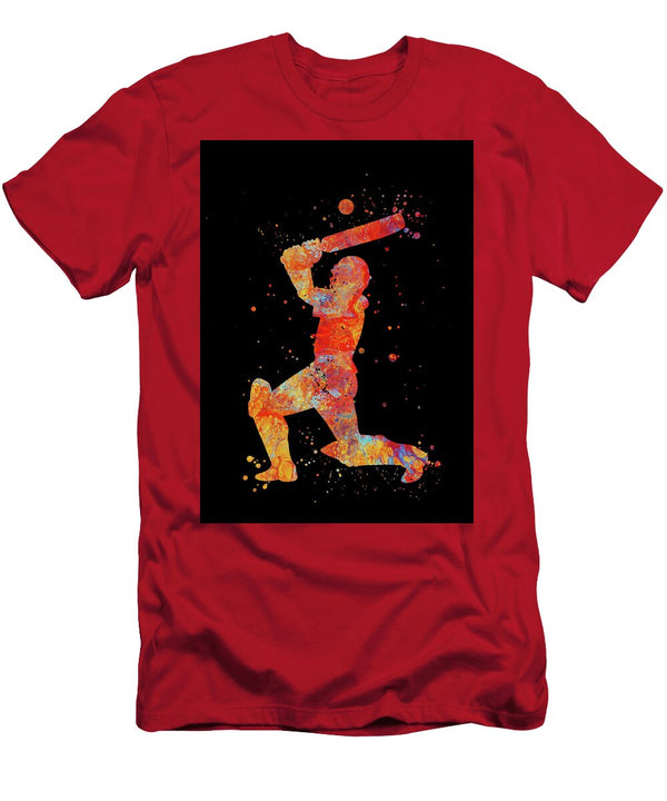 1 Watercolor Cricket Player Man Watercolor Print Male Cricket Gift Cricket Art Wall Art Wall Decor Boy Leith Huber T-Shirt