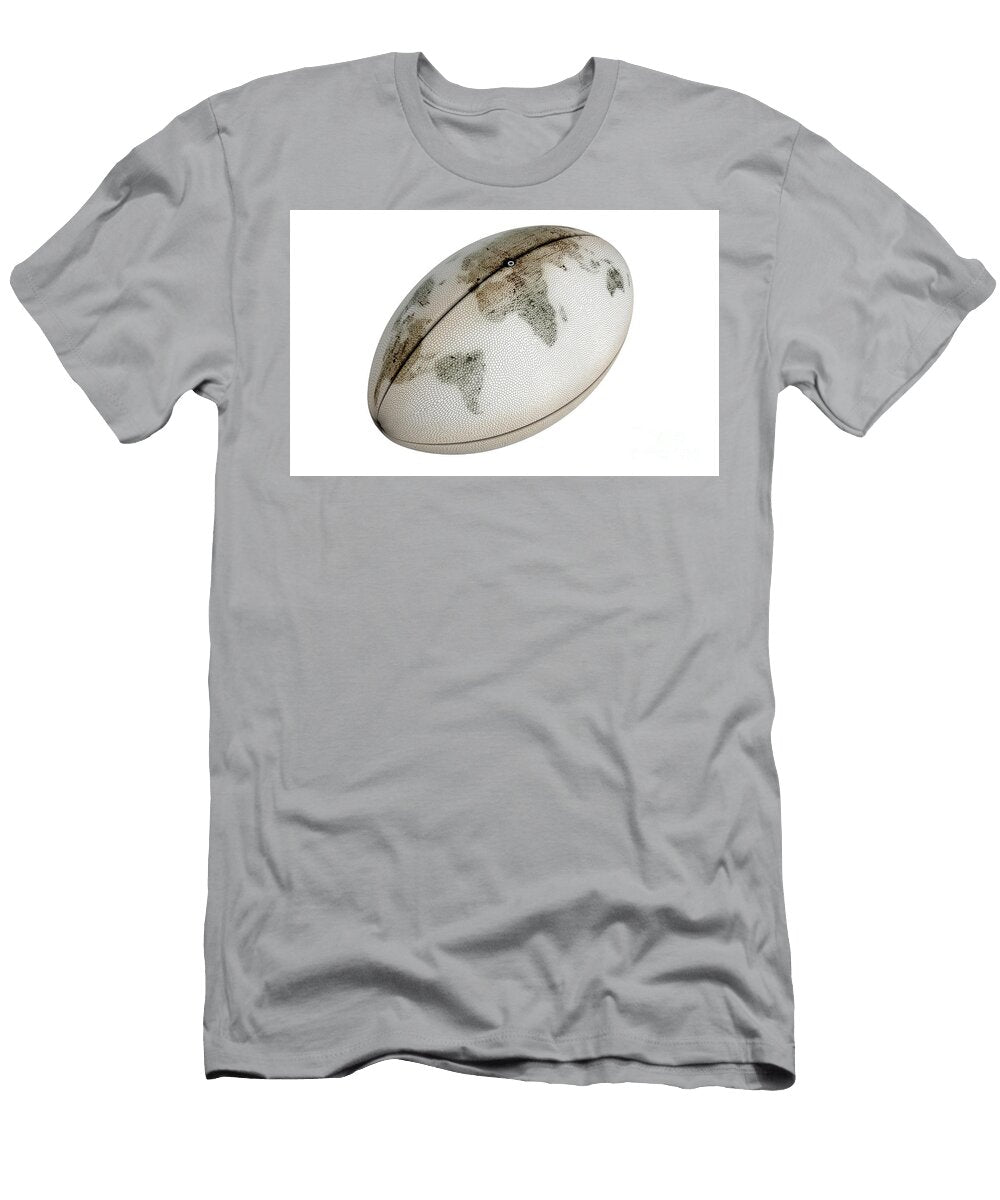 1 White Rugby Ball and World Map Allan Swart T-Shirt