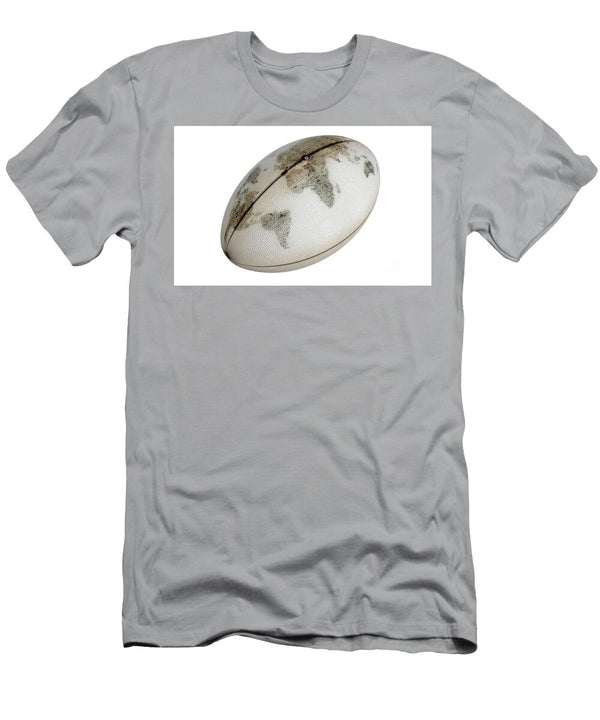 1 White Rugby Ball and World Map Allan Swart T-Shirt