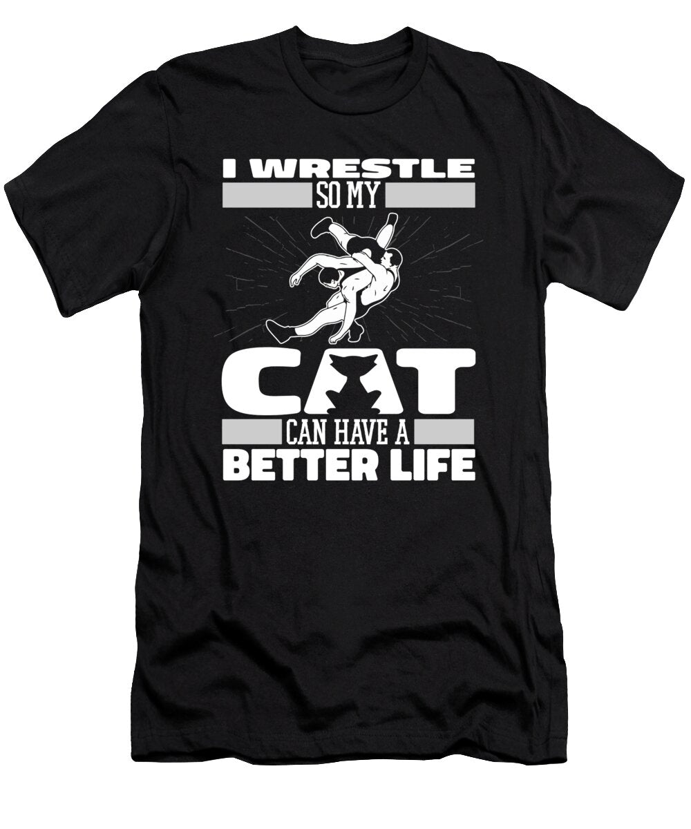 1 Wrestler Cat Wrestle Wrestling Crazy Squirrel T-Shirt