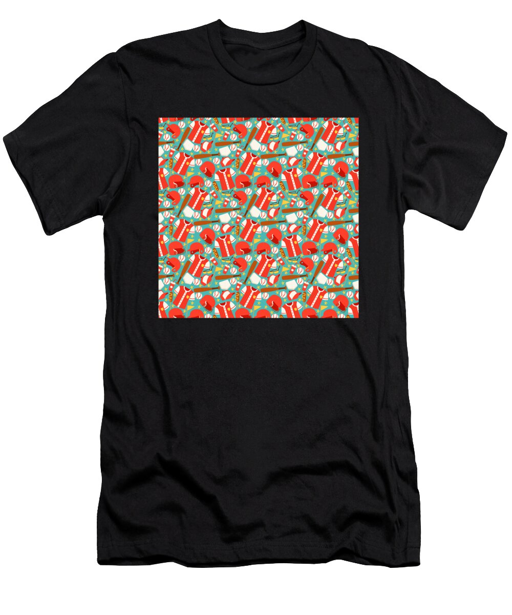 10 Baseball Pattern Catcher Homerun Team Pitcher Mister T-Shirt
