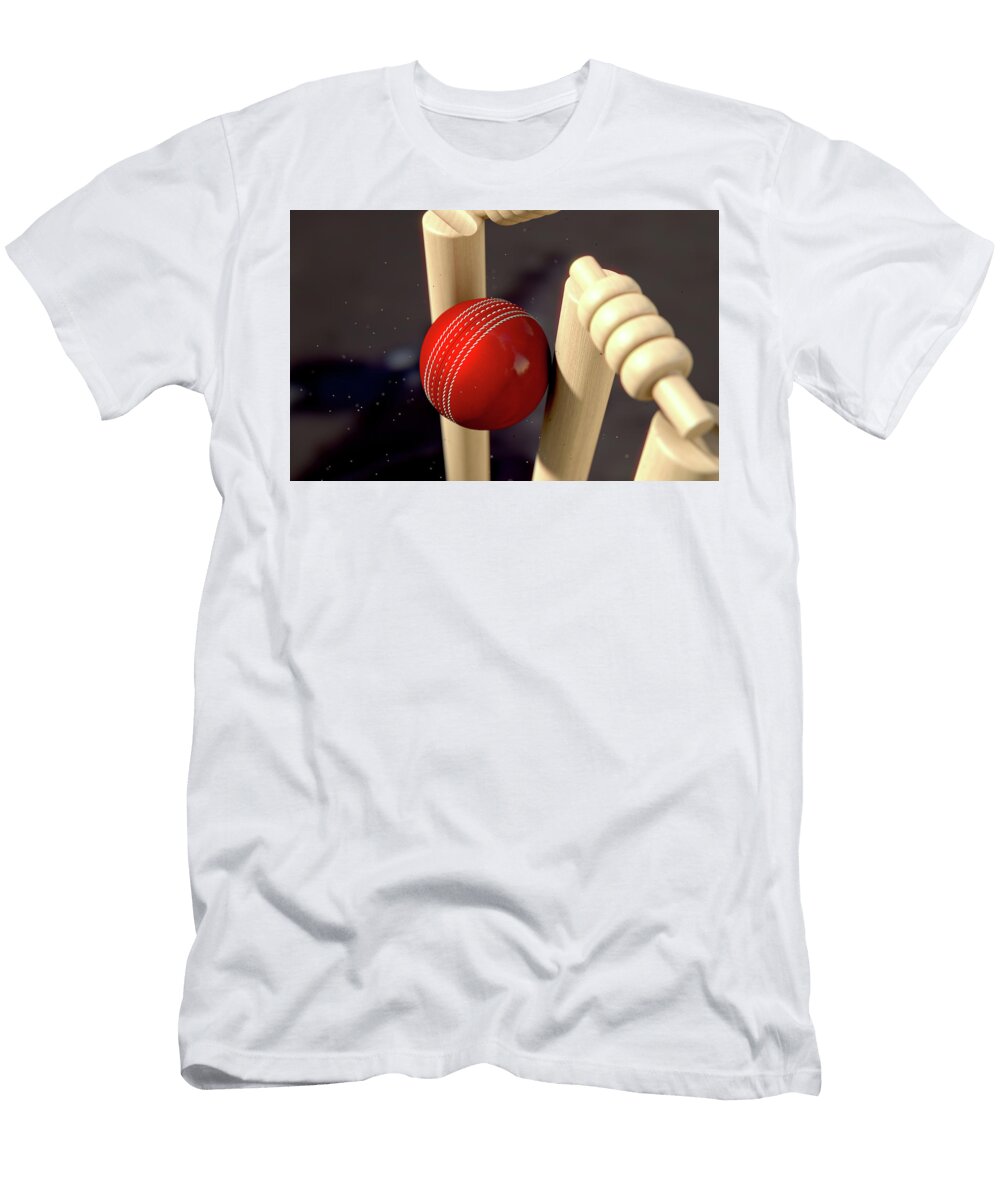 10 Cricket Ball Hitting Wickets Allan Swart T-Shirt