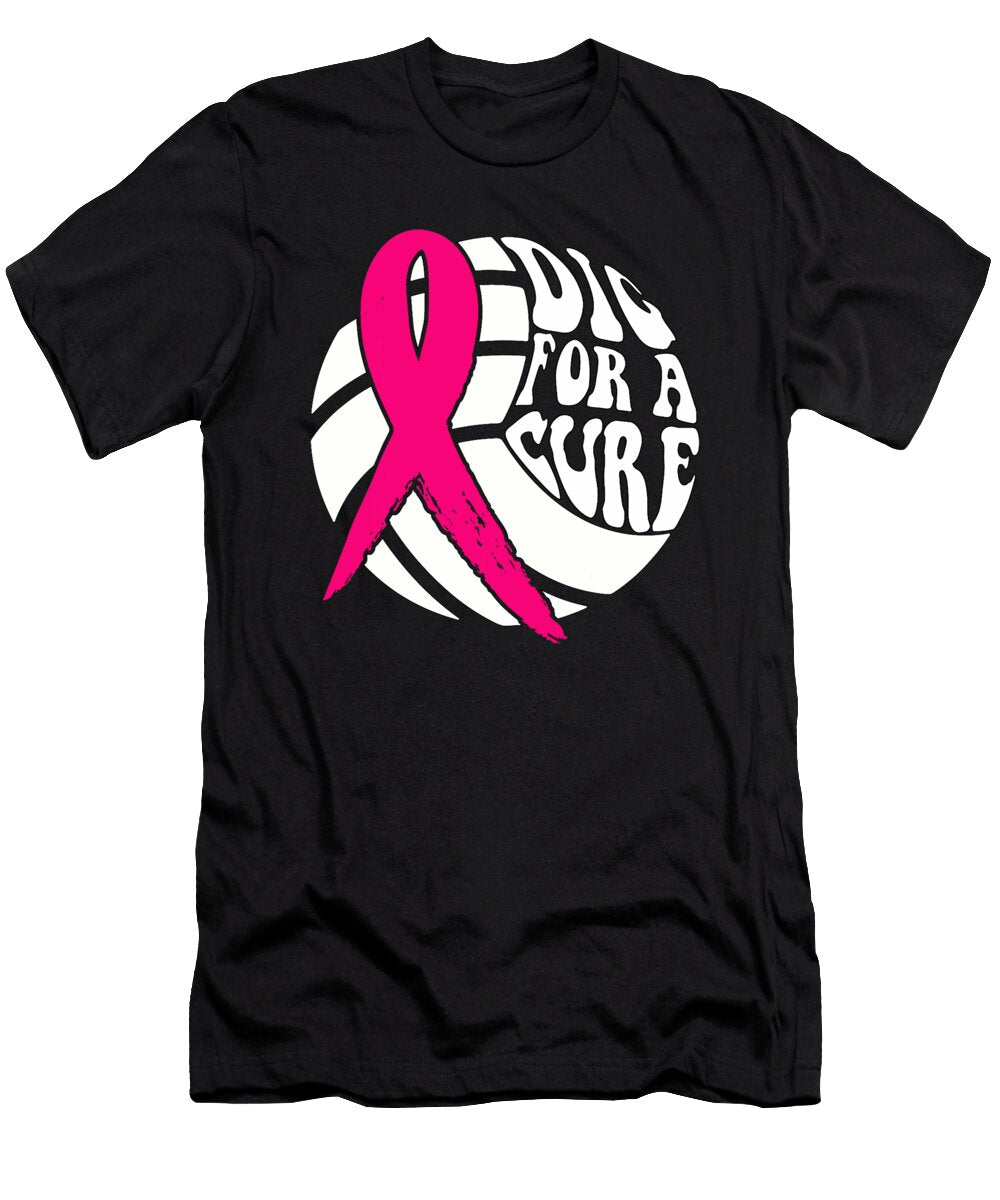 10 Dig for Cure Ribbon Volleyball Breast Cancer Natalie Lidford T-Shirt