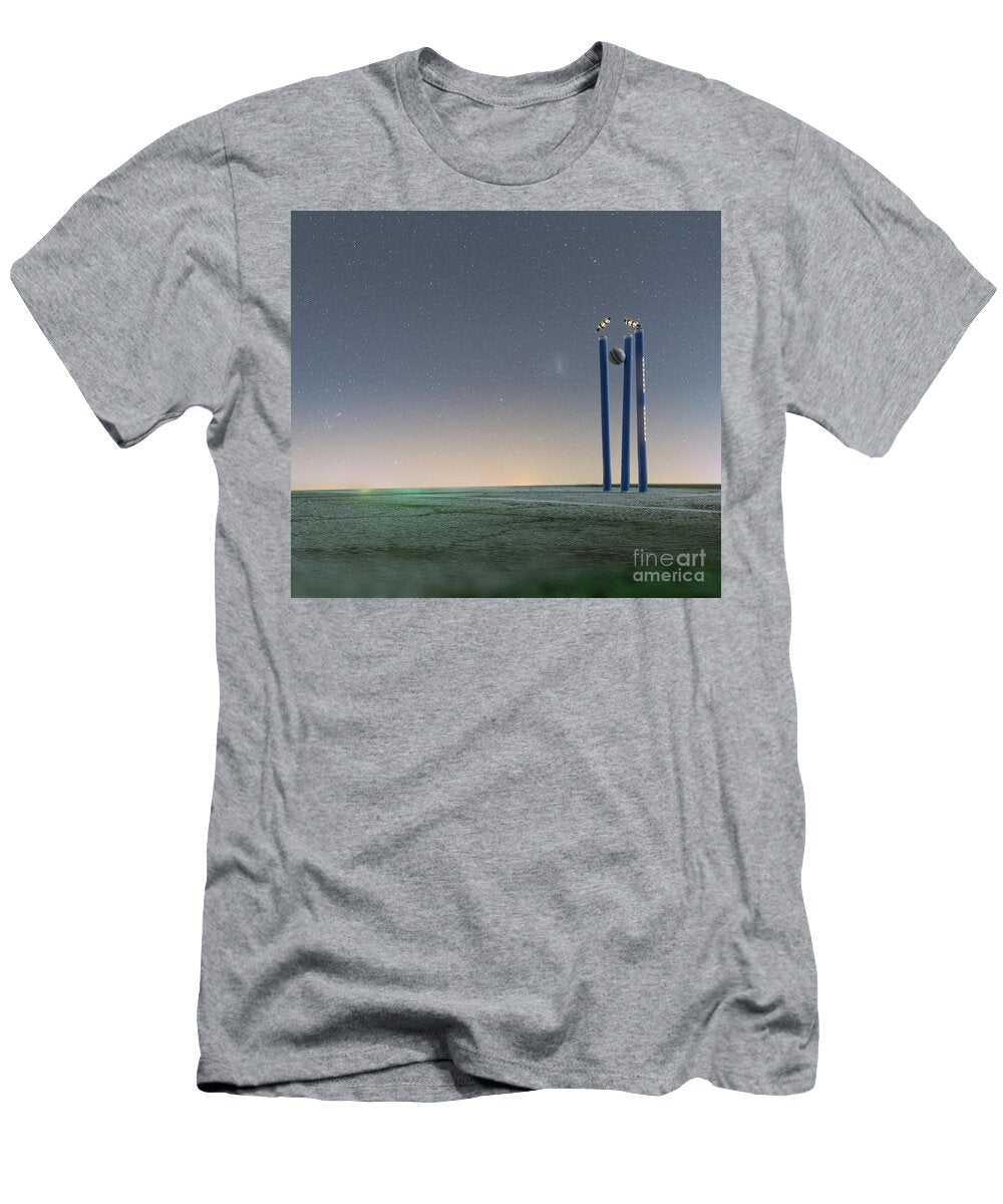 10 Illuminated Cricket Wicket Stumps Allan Swart T-Shirt
