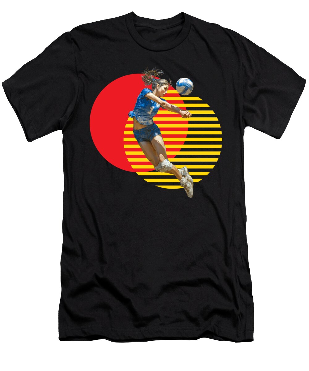 10 Volleyball Player Bump Action Dynamic Bump on Geometric Background Dream Stuff T-Shirt