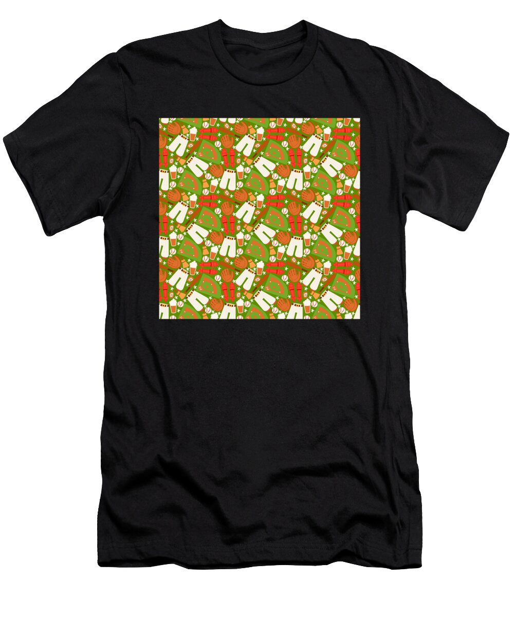 11 Baseball Pattern Catcher Homerun Team Pitcher Mister T-Shirt