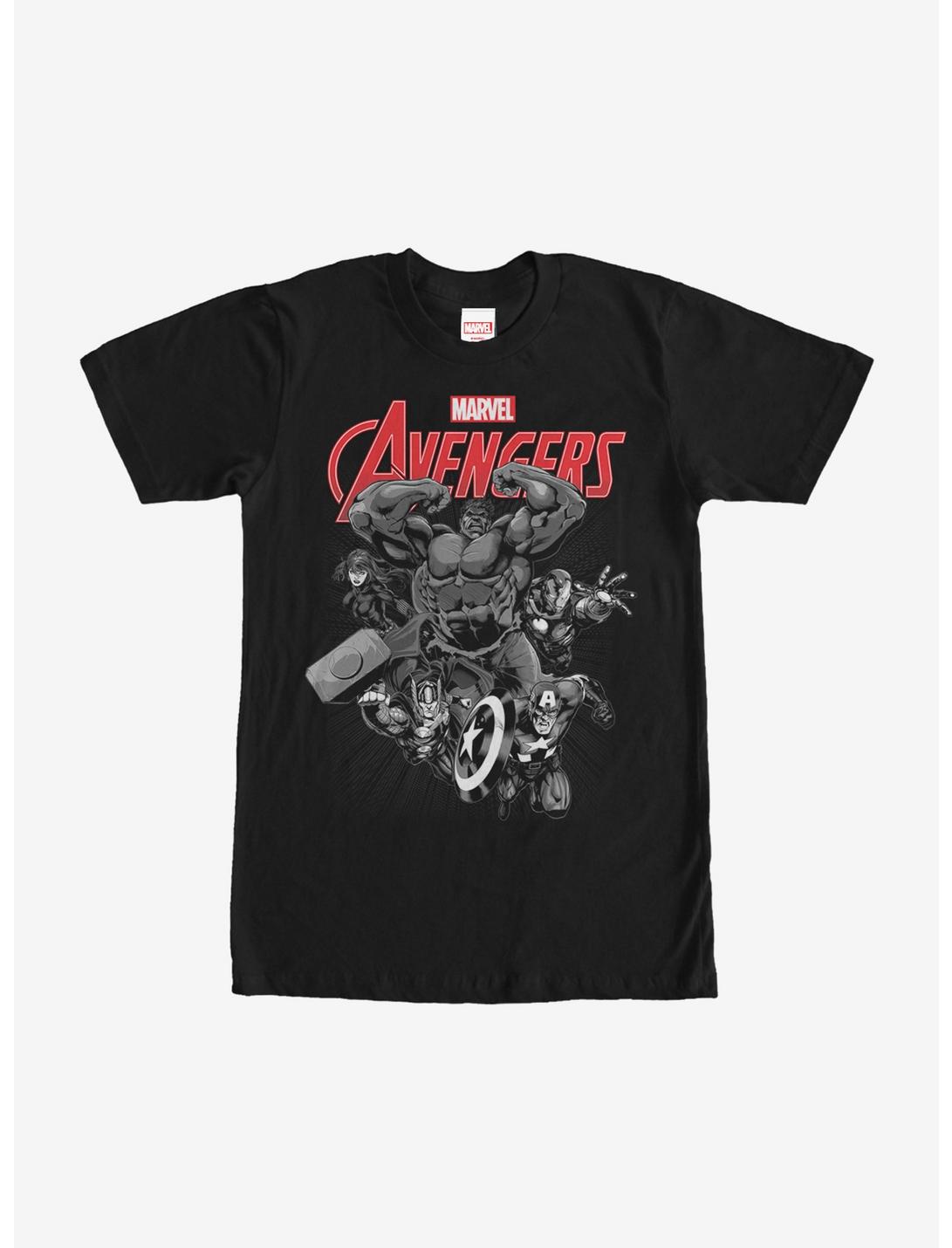Marvel Avengers Attack Comic Greyscale T-Shirt