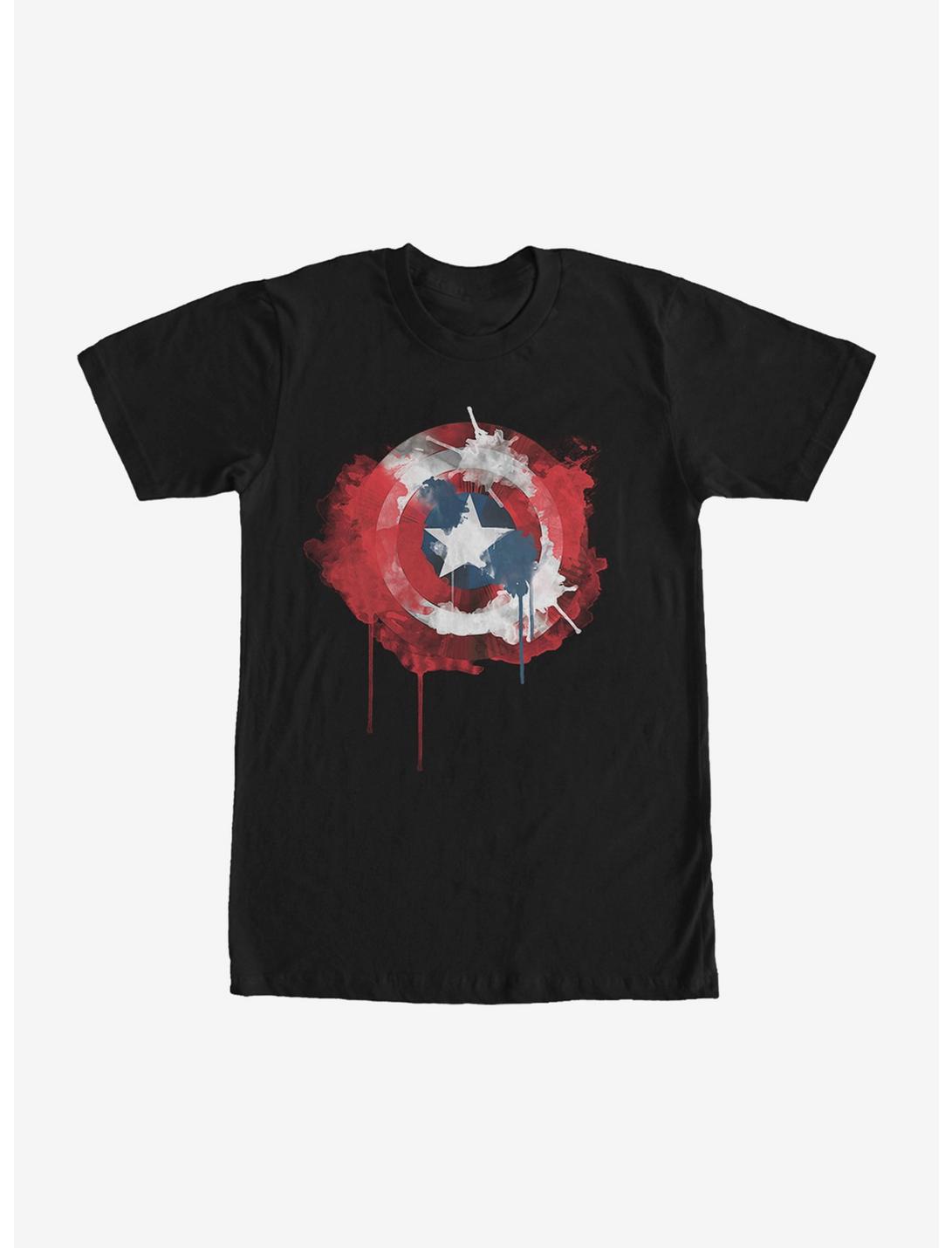Marvel Captain America Shield Watercolor Print T-Shirt