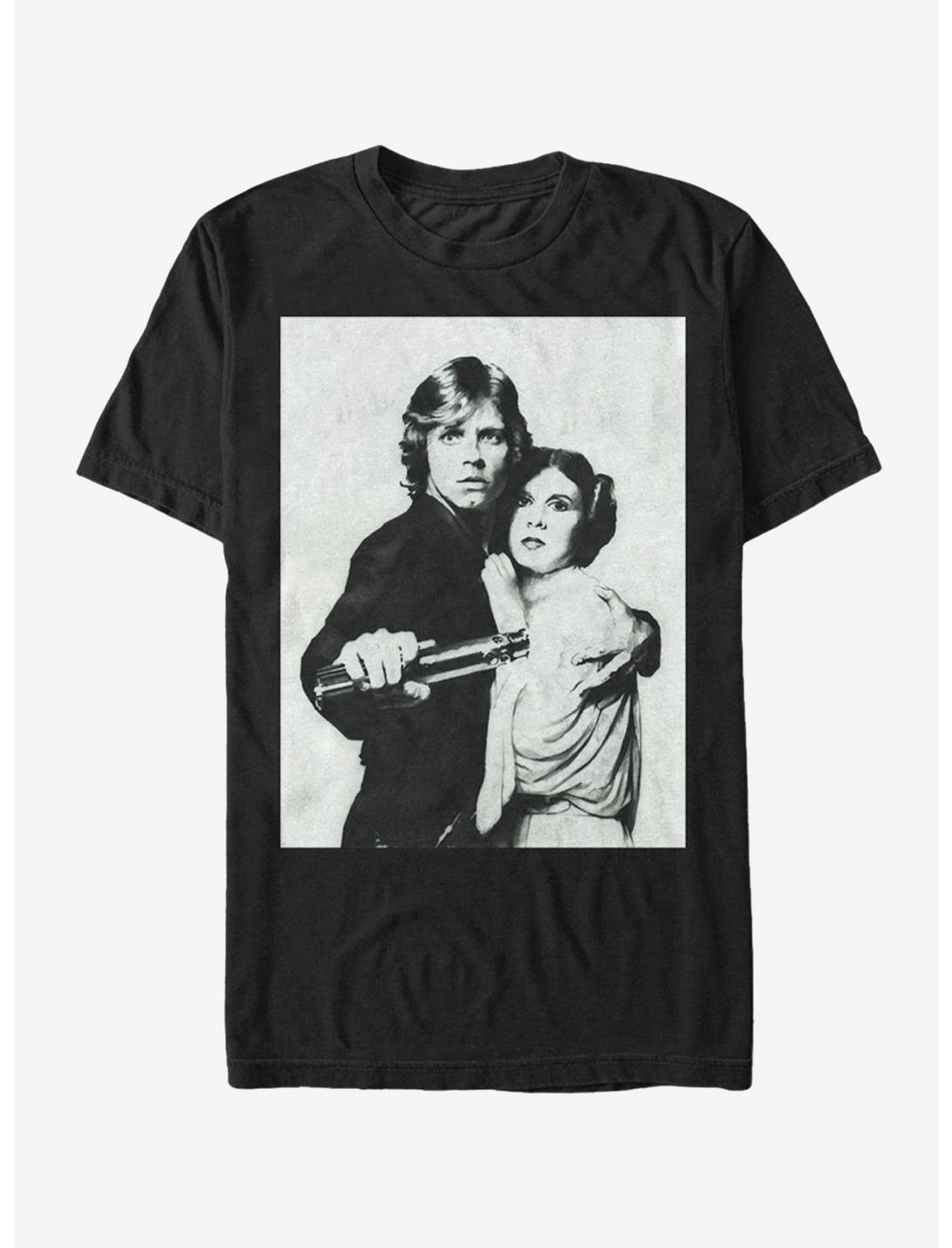Star Wars Luke and Leia Grayscale T-Shirt