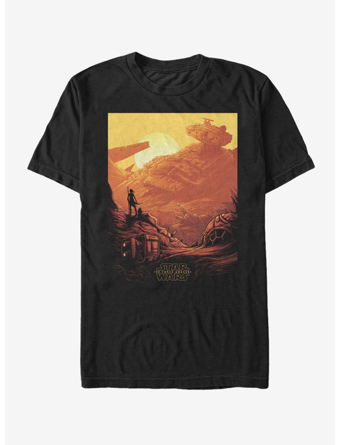 Star Wars Rey Jakku Sunset T-Shirt
