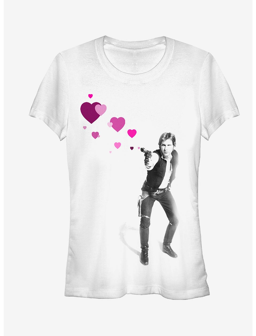 T-shirt pour filles Star Wars Han tire le premier cœurs