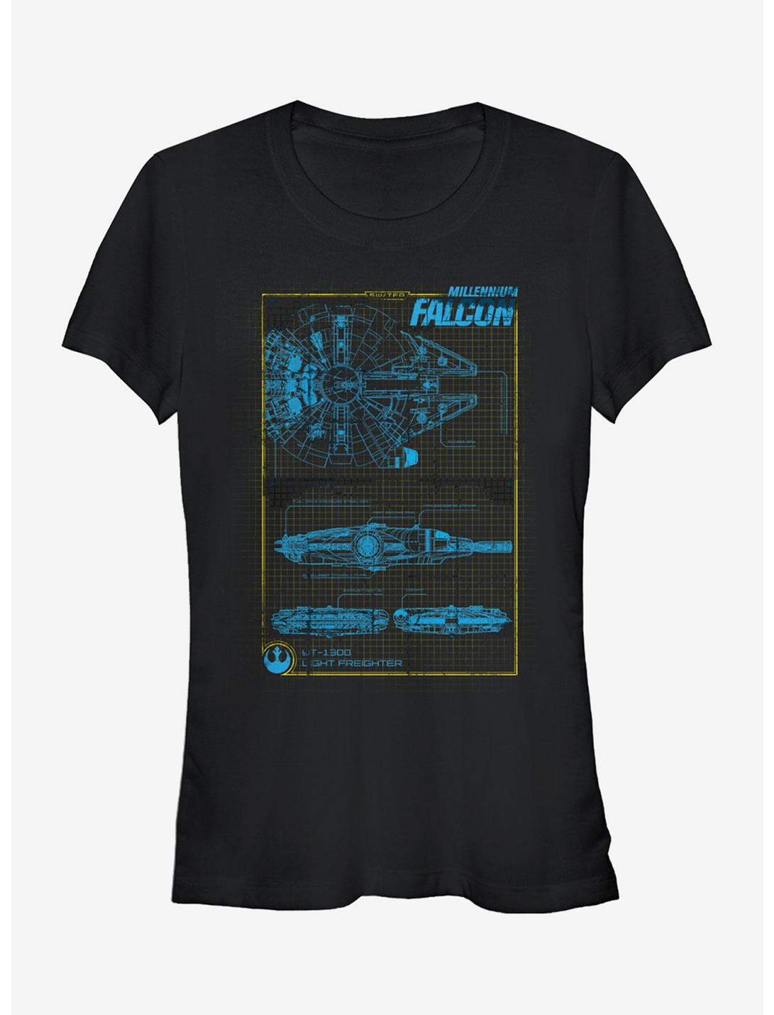 Star Wars Millennium Falcon Blueprint Girls T-Shirt