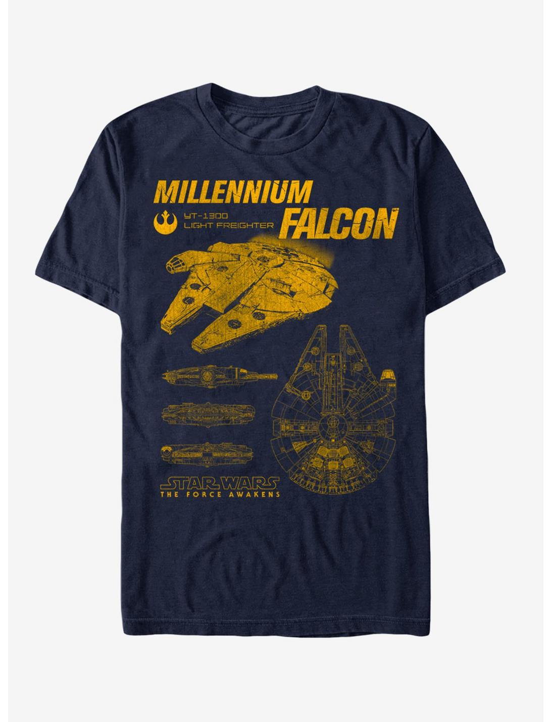 Star Wars The Force Awakens Millennium Falcon Blueprints T-Shirt