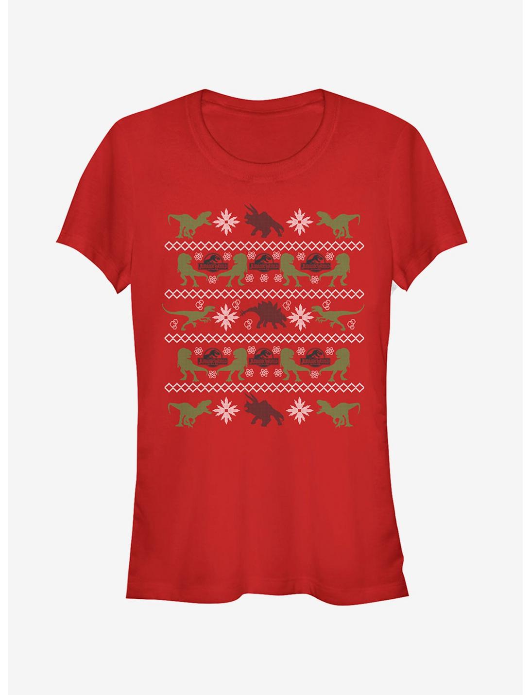 T-shirt Fille Pull de Noël Moche Vélociraptor