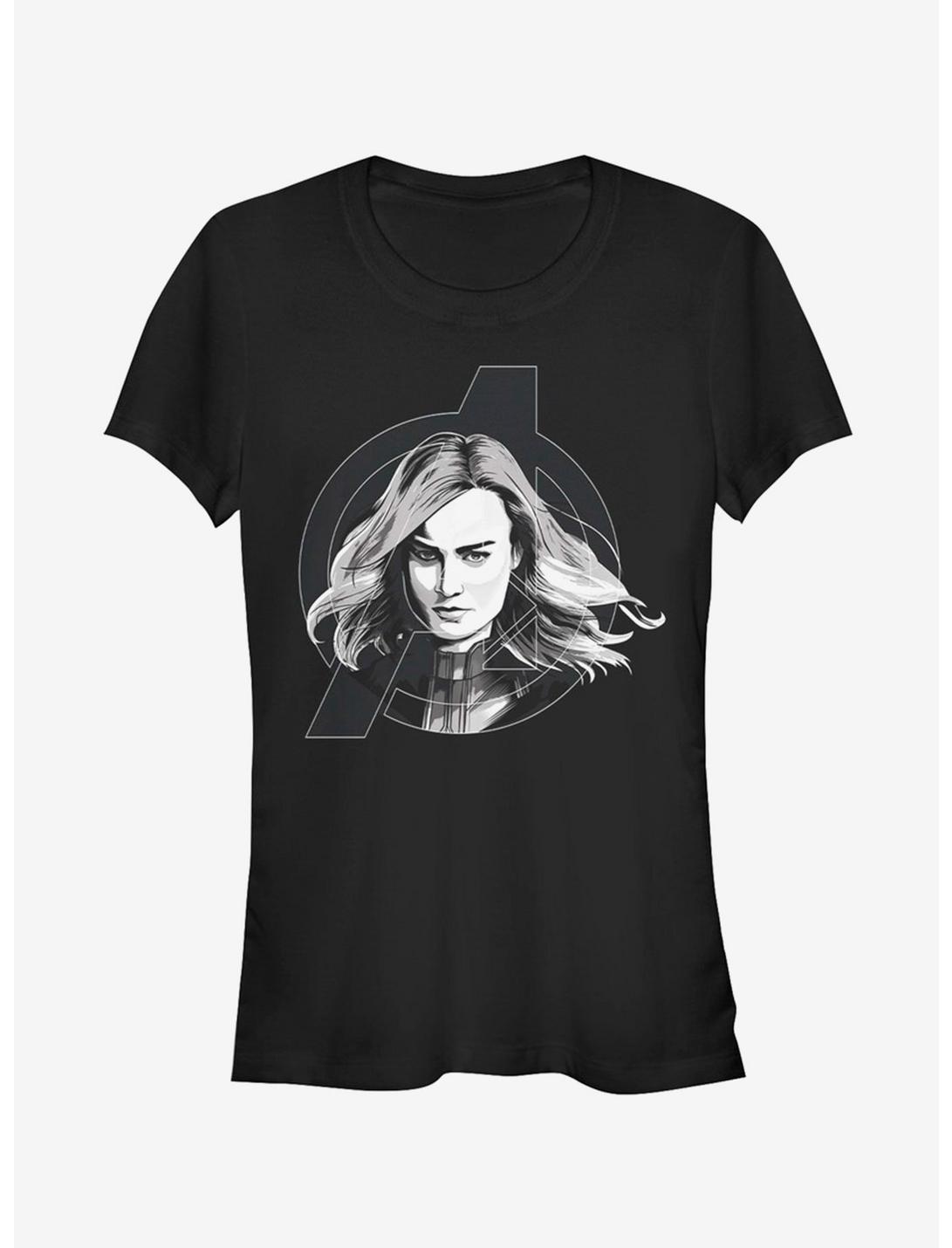 Marvel Avengers: Endgame Captain Marvel Black And White Girls T-Shirt