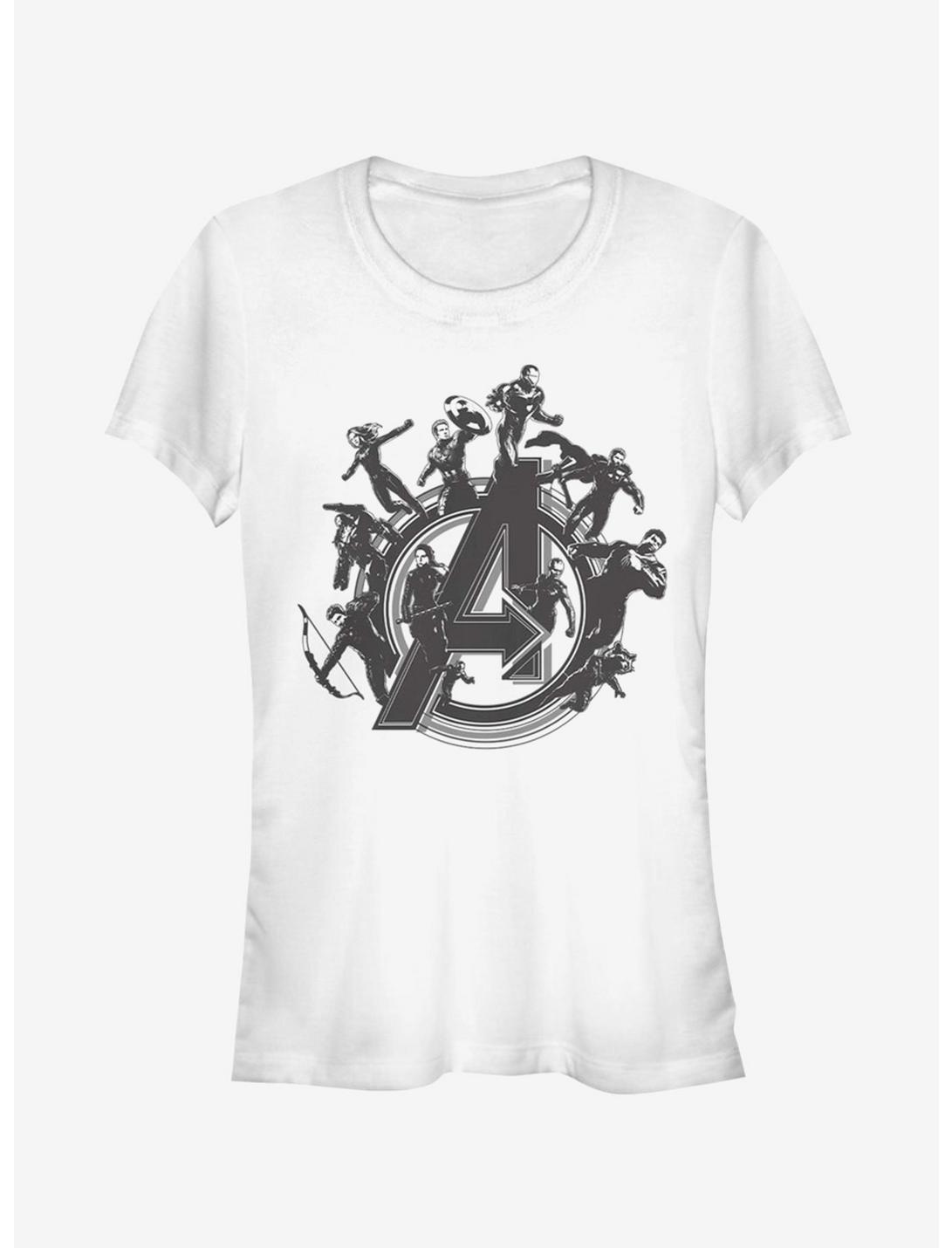 T-shirt blanc Marvel Avengers: Endgame Flying Heroes pour filles