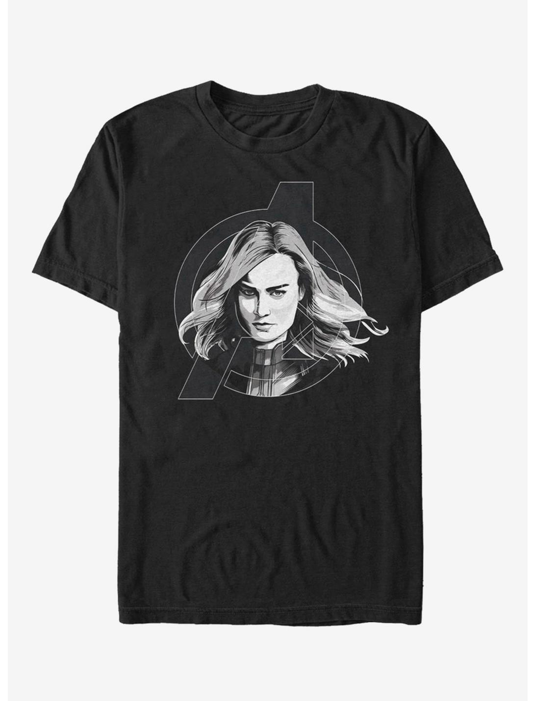 Marvel Avengers: Endgame Captain Marvel Black And White T-Shirt